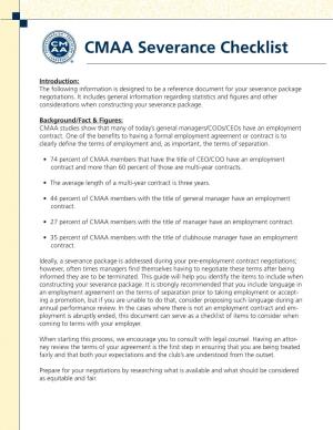 CMAA Severance Checklist