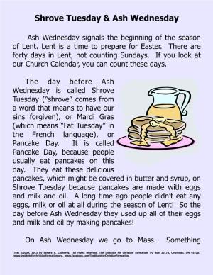 Shrove Tuesday-Ash Wednesday