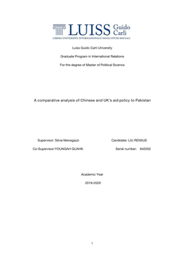 A Comparative Analysis of Chinese and UK's Aid Policy to Pakistan