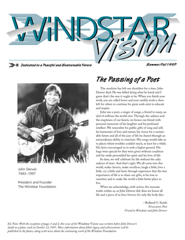 Windstar Vision Was Written Before John Denver’S Death in a Plane Crash on October 12, 1997