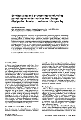 Synthesizing and Processing Conducting Polythiophene Derivatives for Charge Dissipation in Electron-Beam Lithography