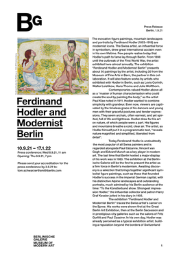 Ferdinand Hodler and Modernist Berlin