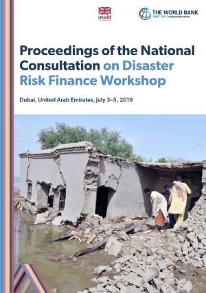 Proceedings of the National Consultation on Disaster Risk Finance Workshop
