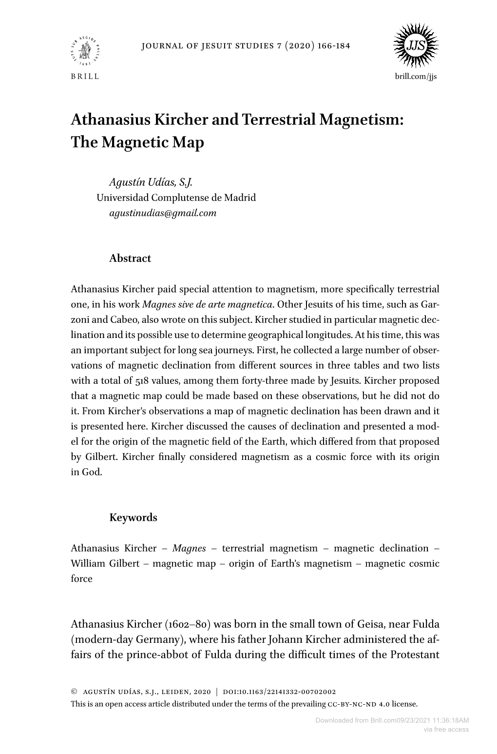 Athanasius Kircher and Terrestrial Magnetism: the Magnetic Map