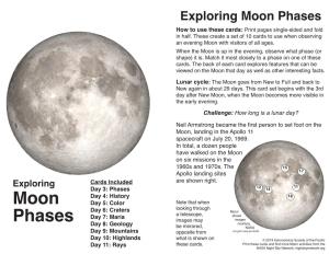 Exploring Moon Phases How to Use These Cards: Print Pages Single-Sided and Fold in Half