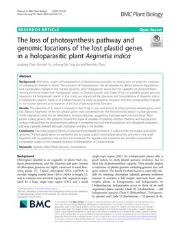 The Loss of Photosynthesis Pathway and Genomic Locations of the Lost