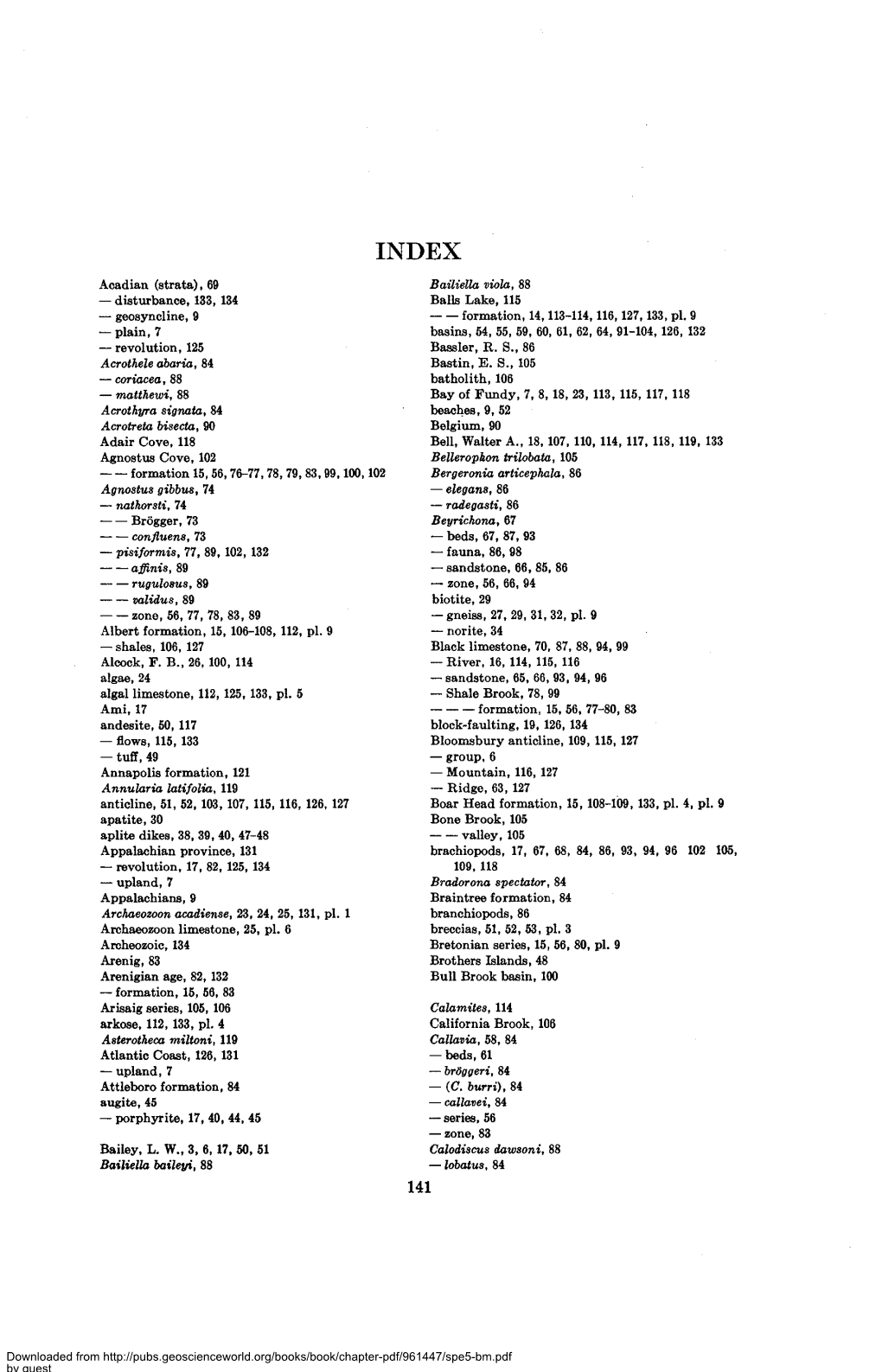 Disturbance, 133, 134 — Geosyncline, 9