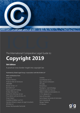 The International Comparative Legal Guide To: Copyright 2019