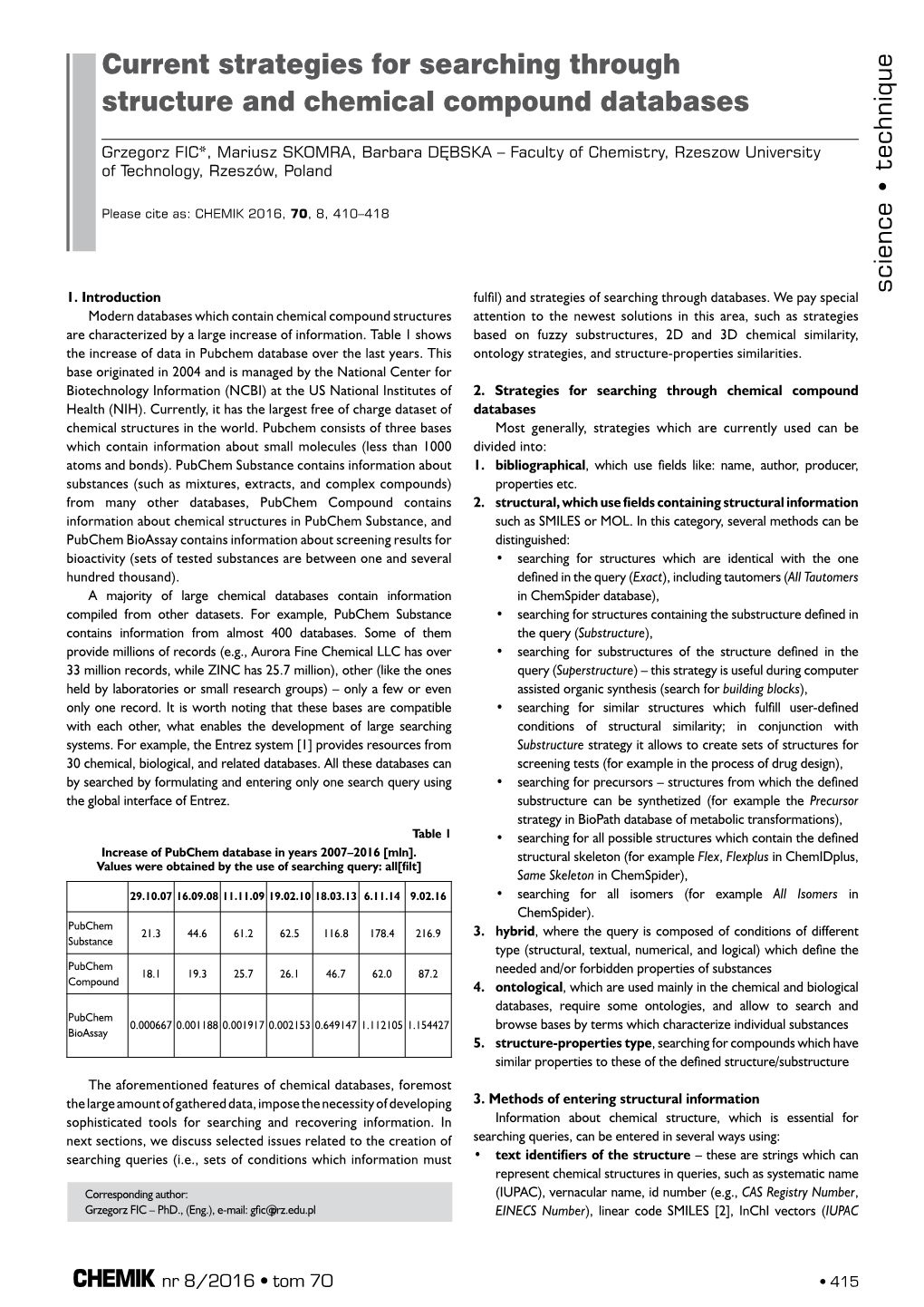 Current Strategies for Searching Through Structure and Chemical