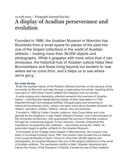 A Display of Acadian Perseverance and Evolution
