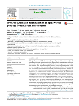 Towards Automated Discrimination of Lipids Versus Peptides from Full Scan Mass Spectra