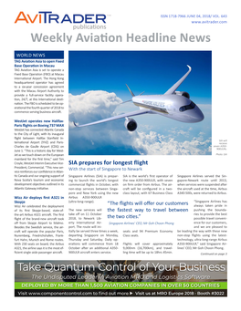 Weekly Aviation Headline News