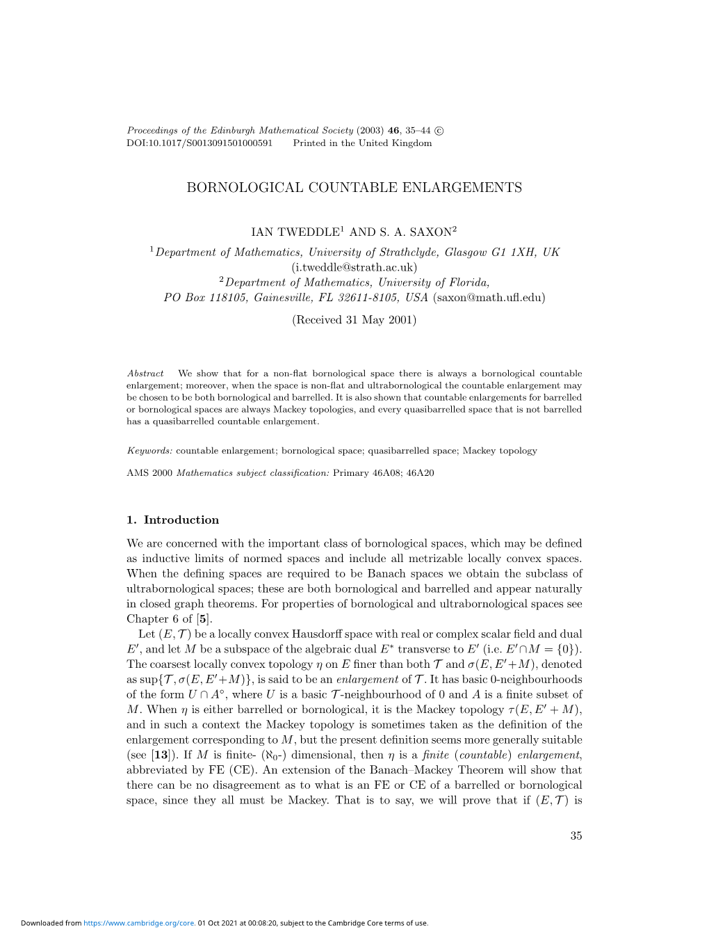 Bornological Countable Enlargements