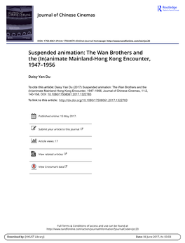 Suspended Animation: the Wan Brothers and the (In)Animate Mainland-Hong Kong Encounter, 1947–1956