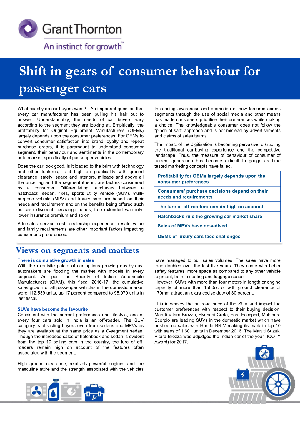 Shift in Gears of Consumer Behaviour for Passenger Cars