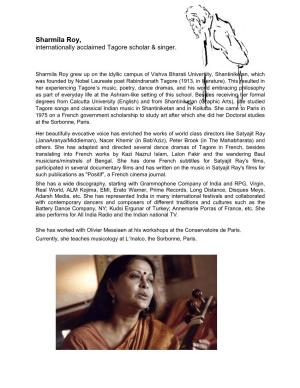 Sharmila Roy, Internationally Acclaimed Tagore Scholar & Singer