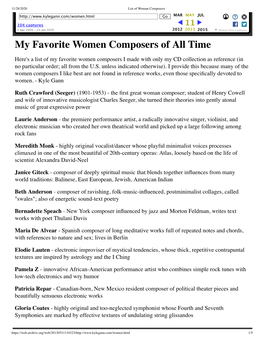 My Favorite Women Composers of All Time