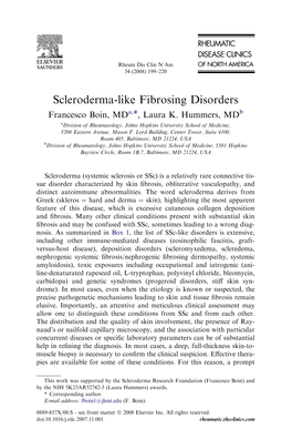 Scleroderma-Like Fibrosing Disorders Francesco Boin, Mda,*, Laura K