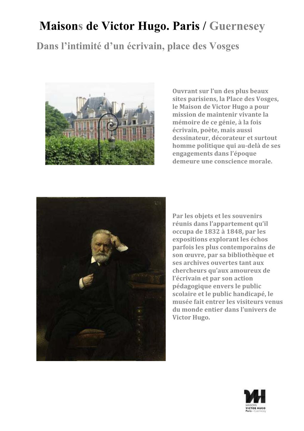 Maisons De Victor Hugo. Paris / Guernesey Dans L’Intimité D’Un Écrivain, Place Des Vosges