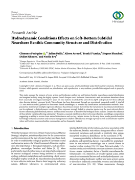 Research Article Hydrodynamic Conditions Effects on Soft-Bottom Subtidal Nearshore Benthic Community Structure and Distribution