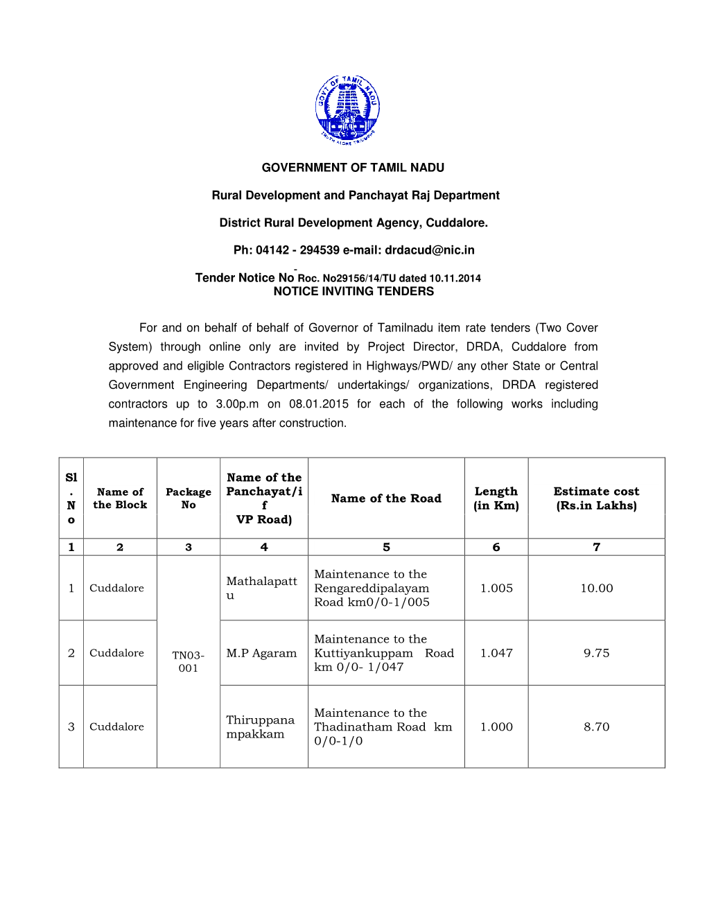 GOVERNMENT of TAMIL NADU Rural Development and Panchayat