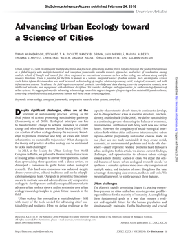 Advancing Urban Ecology Toward a Science of Cities