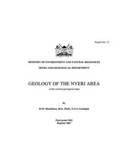 GEOLOGY of the NYERI AREA (With Colored Geological Map)