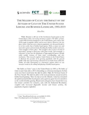 The Settlers of Catan on the United States Leisure and Business Landscape, 1995-2019