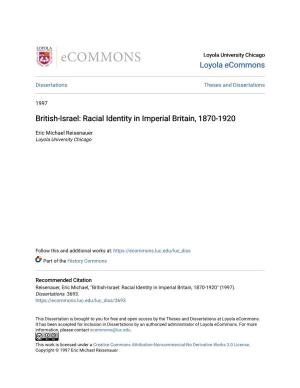 British-Israel: Racial Identity in Imperial Britain, 1870-1920