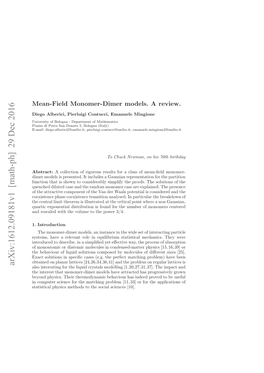 Mean-Field Monomer-Dimer Models. a Review. 3