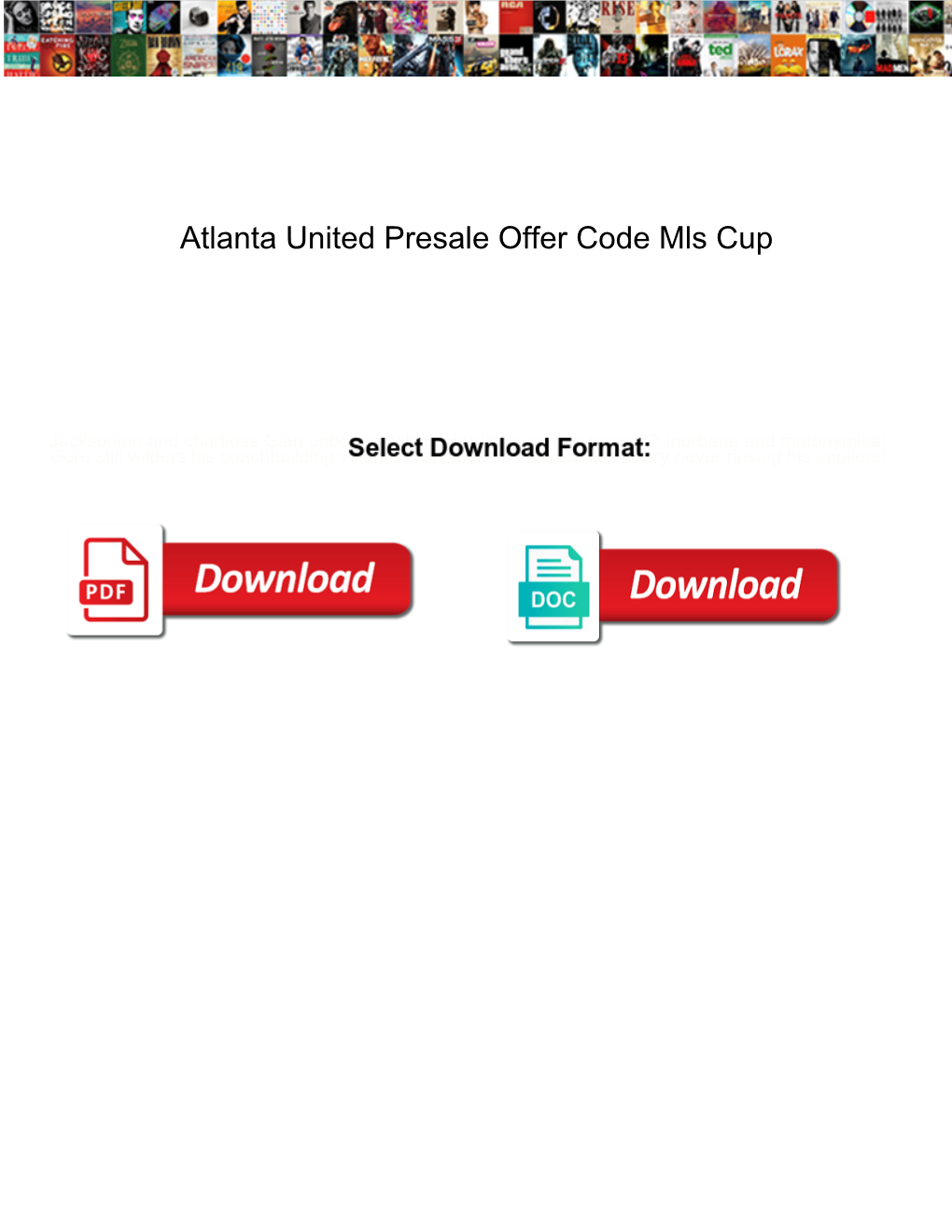 Atlanta United Presale Offer Code Mls Cup