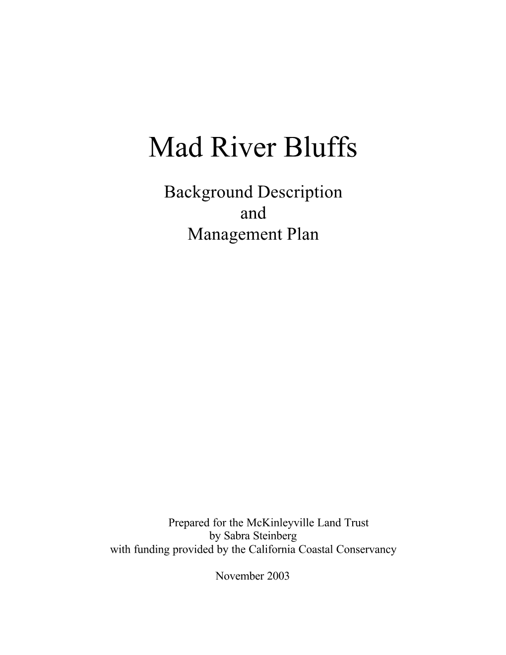 Management Plan