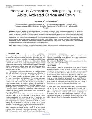 Removal of Ammoniacal Nitrogen by Using Albite, Activated Carbon and Resin