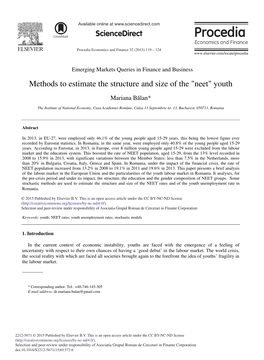 Methods to Estimate the Structure and Size of the “Neet” Youth