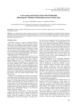 Heteroptera: Miridae: Orthotylinae) from Central Asia