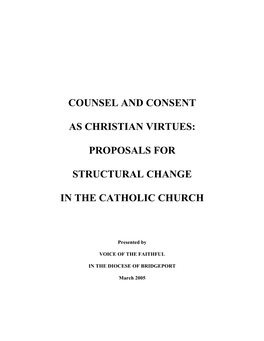 Proposals for Structural Change in the Catholic