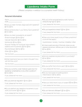 Lipedema Intake Form