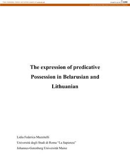 The Expression of Predicative Possession in Belarusian and Lithuanian