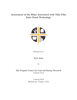 Assessment of the Risks Associated with Thin Film Solar Panel Technology