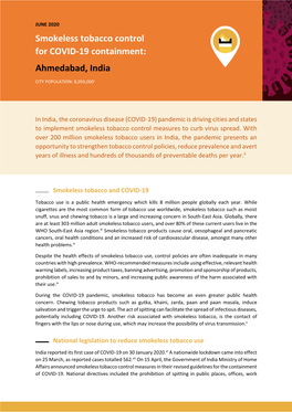 Smokeless Tobacco Control for COVID-19 Containment: Ahmedabad, India