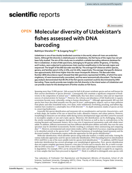 Molecular Diversity of Uzbekistan's Fishes Assessed with DNA Barcoding