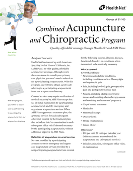 Combined Acupuncture and Chiropracticprogram