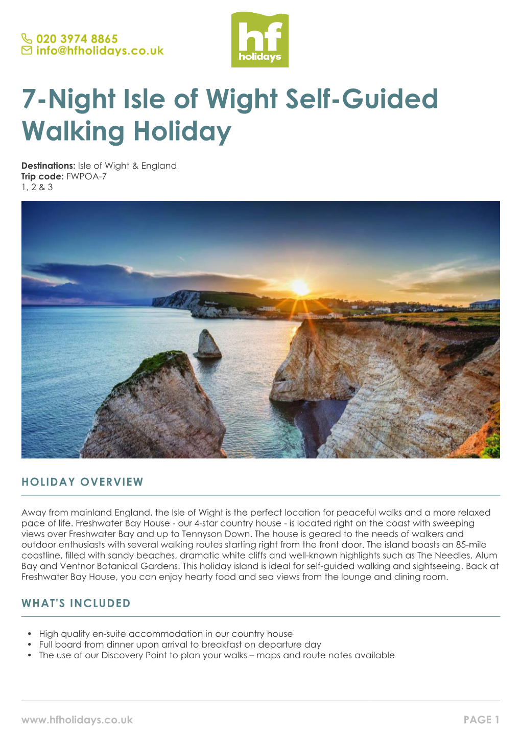 7-Night Isle of Wight Self-Guided Walking Holiday