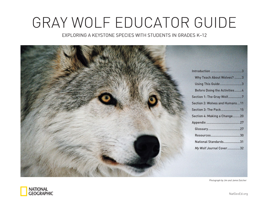 Gray Wolf Educator Guide Exploring a Keystone Species with Students in Grades K–12