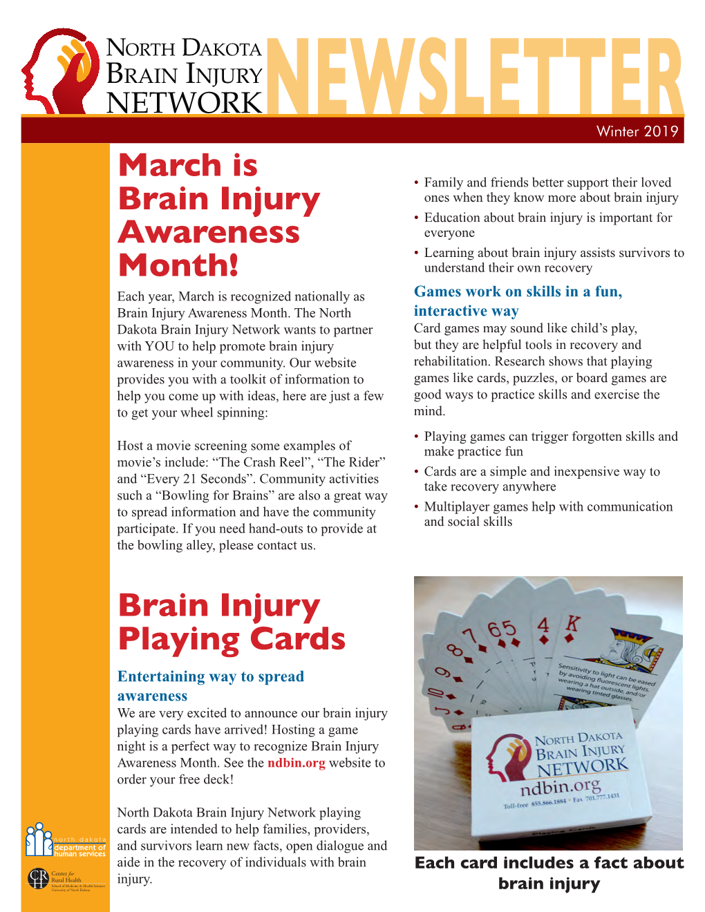 North Dakota Brain Injury Network Newsletter Winter 2019