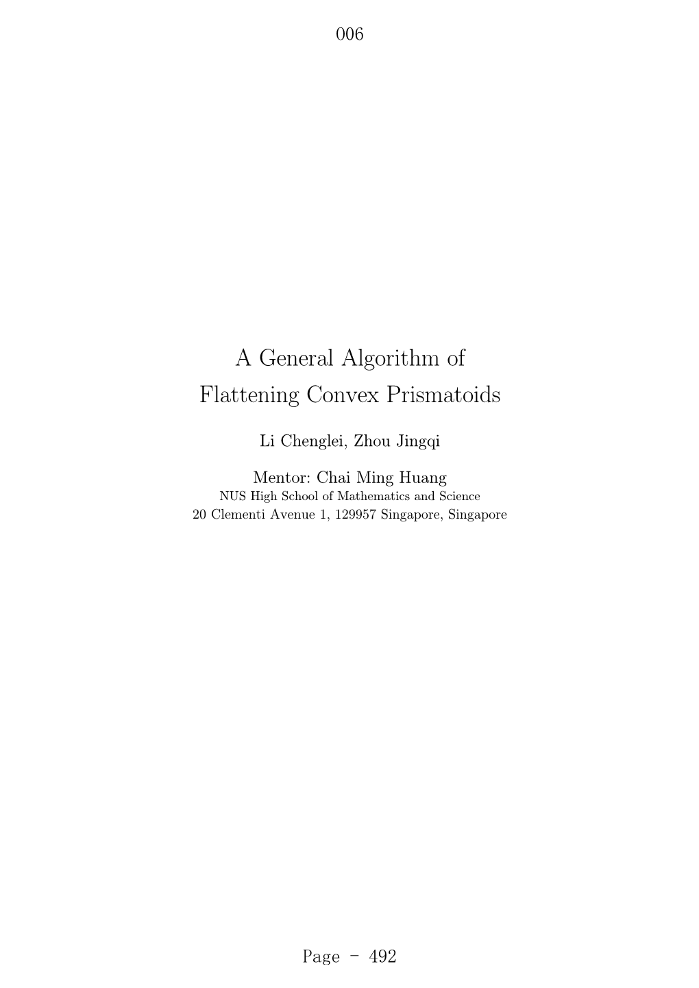 A General Algorithm of Flattening Convex Prismatoids