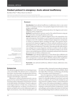 Conduct Protocol in Emergency: Acute Adrenal Insufficiency