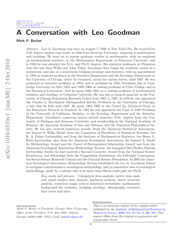 A Conversation with Leo Goodman 3