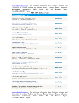 MBA-MCA Colleges List You Are Viewing Page 1 of 1