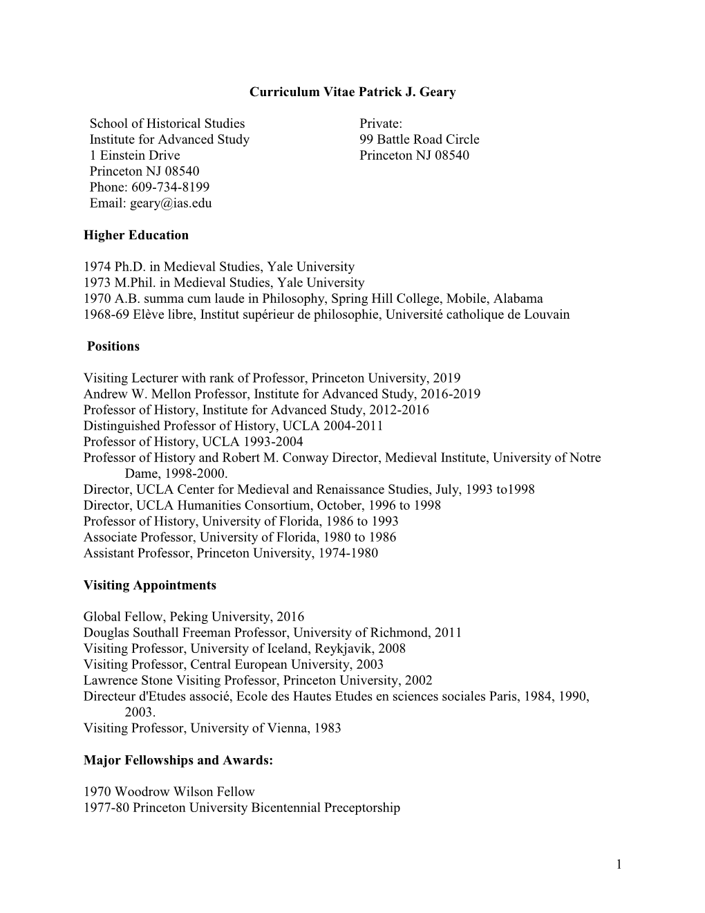 Curriculum Vitae Patrick J